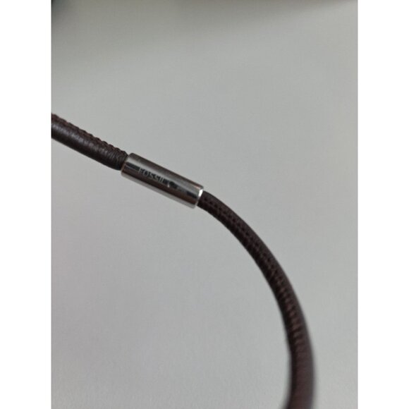 Women's FOSSIL Leather Steel Multi Color Diamond Charms Magnetic Bracelet 7.5 in - Picture 3 of 3